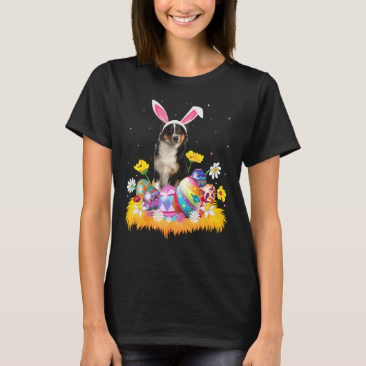 Funny Easter Australian Shepherd Dog Easter S. T-shirt (Voorkant)