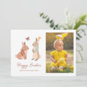 Funny Easter Bunnies "Happy Easter"-foto Feestdagenkaart (Staand voorkant)