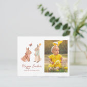 Funny Easter Bunnies "Happy Easter"-foto Feestdagenkaart (Staand voorkant)