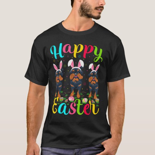 Funny Easter Bunny Brussels Griffon Dog Happy T-shirt (Voorkant)