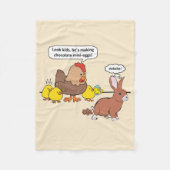 Funny Easter Bunny Chocolate Eggs Fleece Deken (Voorkant)