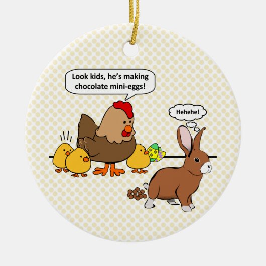 Funny Easter Bunny Chocolate Eggs Keramisch Ornament (Voorkant)