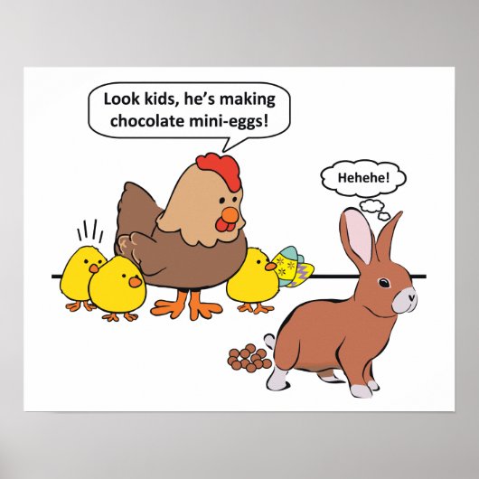Funny Easter Bunny Chocolate Eggs Poster (Voorkant)