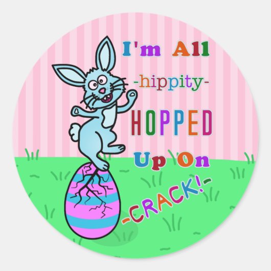 Funny Easter Bunny Cracked Egg Humor Ronde Sticker (Voorkant)