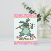Funny Easter Bunny Cute Bunnyzilla Rabbit Cartoon Briefkaart (Staand voorkant)