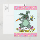 Funny Easter Bunny Cute Bunnyzilla Rabbit Cartoon Briefkaart (Voorkant / Achterkant)