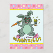 Funny Easter Bunny Cute Bunnyzilla Rabbit Cartoon Briefkaart (Voorkant)