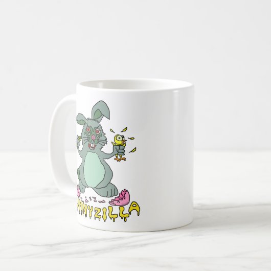 Funny Easter Bunny Cute Bunnyzilla Rabbit Cartoon Koffiemok (Voorkant links)