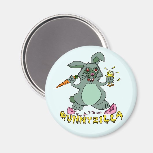 Funny Easter Bunny Cute Bunnyzilla Rabbit Cartoon Magneet (Voorkant / Achterkant)