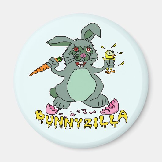 Funny Easter Bunny Cute Bunnyzilla Rabbit Cartoon Magneet (Voorkant)