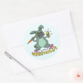 Funny Easter Bunny Cute Bunnyzilla Rabbit Cartoon Ronde Sticker (Envelop)