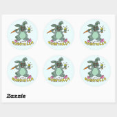 Funny Easter Bunny Cute Bunnyzilla Rabbit Cartoon Ronde Sticker (Vel)