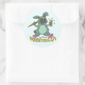 Funny Easter Bunny Cute Bunnyzilla Rabbit Cartoon Ronde Sticker (Tas)