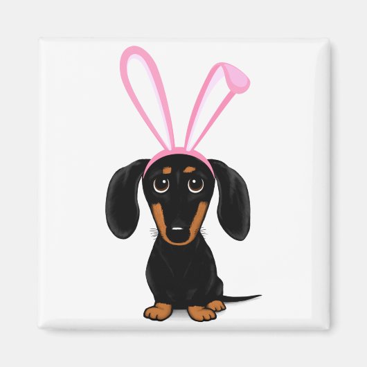Funny Easter Bunny Dog Black And Tan Dachshund T S Magneet (Voorkant)