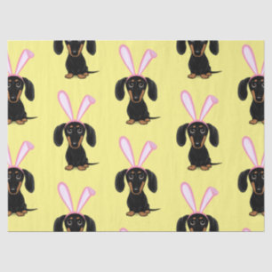 Funny Easter Bunny Dog Black en Tan Dachshund Tissuepapier