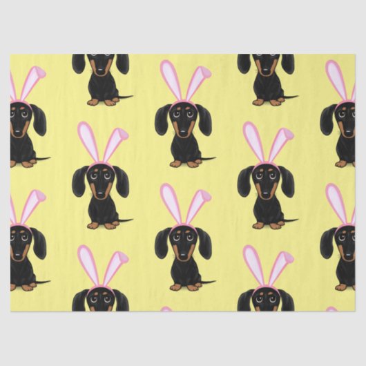 Funny Easter Bunny Dog Black en Tan Dachshund Tissuepapier (Voorkant)