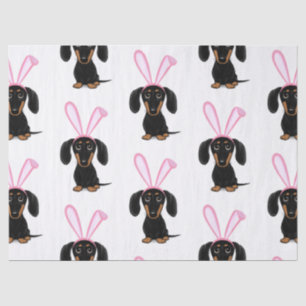 Funny Easter Bunny Dog Black en Tan Dachshund Tissuepapier