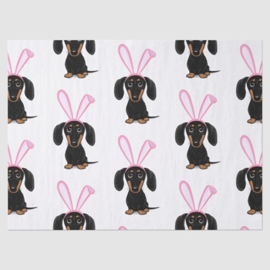 Funny Easter Bunny Dog Black en Tan Dachshund Tissuepapier (Voorkant)