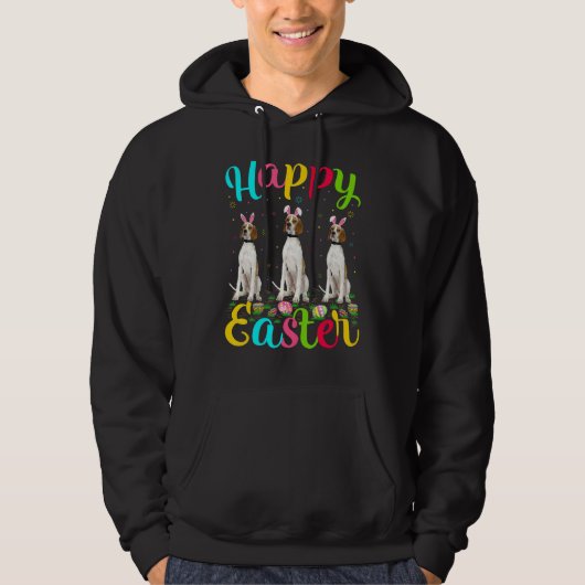 Funny Easter Bunny English Pointer Dog Happy E Hoodie (Voorkant)