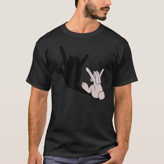 Funny Easter Bunny Hand Shadow Rabbit Paasdag T-shirt (Voorkant)
