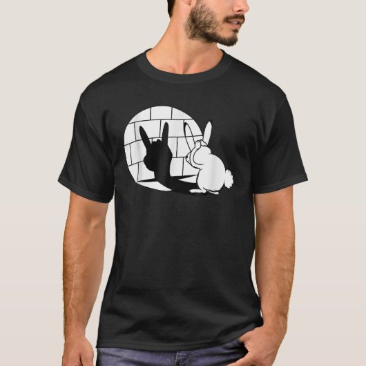 Funny Easter Bunny Heavy Metal Devil Horns T-shirt (Voorkant)