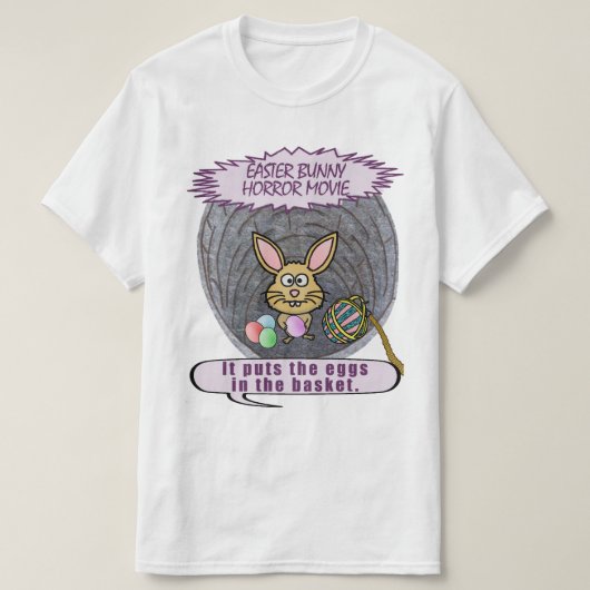 Funny Easter Bunny Horror Movie T-shirt (Design voorkant)
