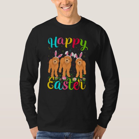 Funny Easter Bunny Labradoodle Dog Happy Easte T-shirt (Voorkant)