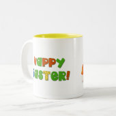 Funny Easter Bunny met Eggs Gift Tweekleurige Koffiemok (Voorkant links)