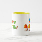Funny Easter Bunny met Eggs Gift Tweekleurige Koffiemok (Center)