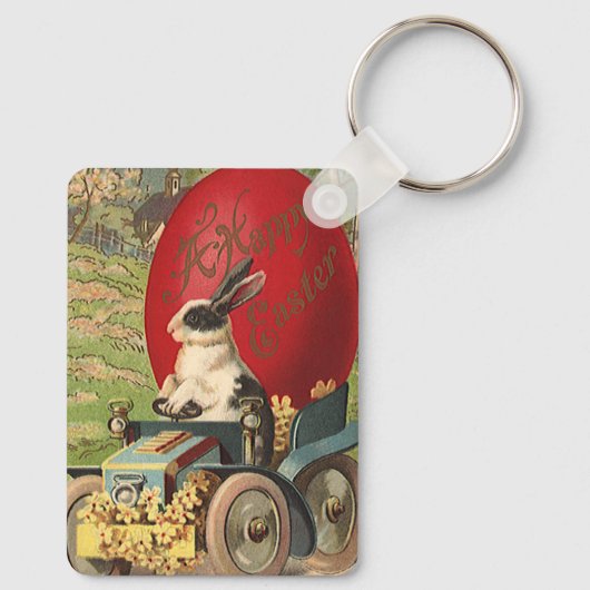  Funny Easter, Bunny Rabbit Egg Automobile Sleutelhanger (Achterkant)