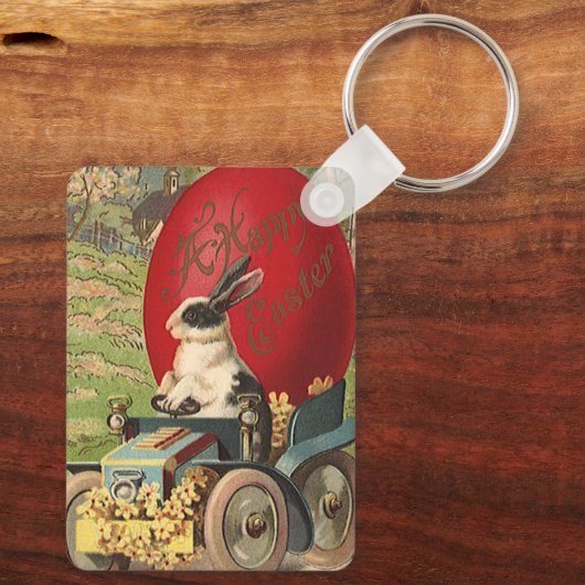 Funny Easter, Bunny Rabbit Egg Automobile Sleutelhanger (Achterkant)