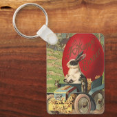 Funny Easter, Bunny Rabbit Egg Automobile Sleutelhanger (Voorkant)