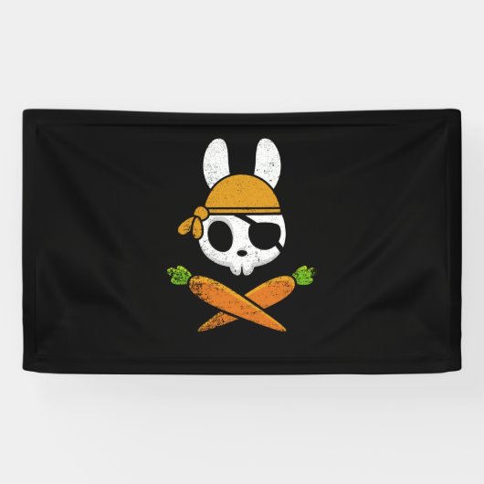 Funny Easter Bunny Rabbit Pirate Skull en Carrot Spandoek (Horizontaal)