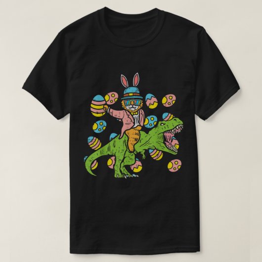 Funny Easter Bunny Riding T-Rex T-shirt (Design voorkant)