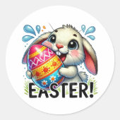 Funny Easter Bunny Ronde Sticker (Voorkant)