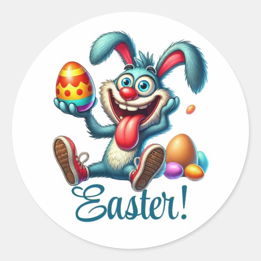 Funny Easter Bunny Ronde Sticker (Voorkant)