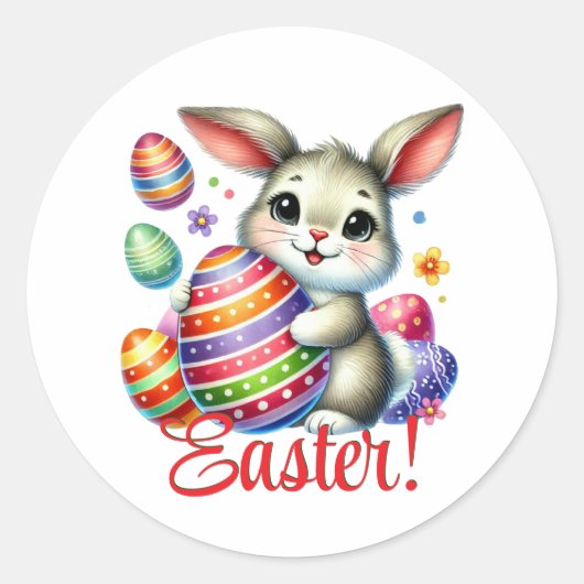 Funny Easter Bunny Ronde Sticker (Voorkant)