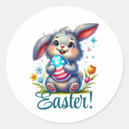 Funny Easter Bunny Ronde Sticker