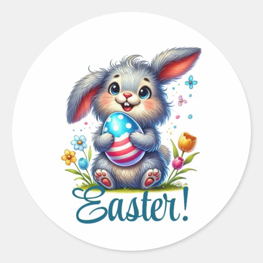 Funny Easter Bunny Ronde Sticker (Voorkant)