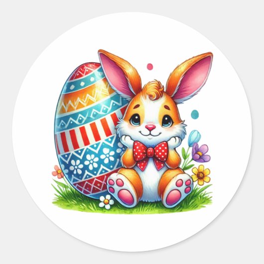Funny Easter Bunny Ronde Sticker (Voorkant)