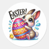 Funny Easter Bunny Ronde Sticker (Voorkant)