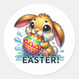 Funny Easter Bunny Ronde Sticker