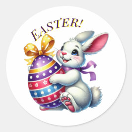 Funny Easter Bunny Ronde Sticker