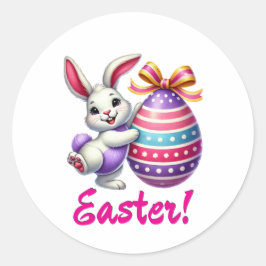 Funny Easter Bunny Ronde Sticker