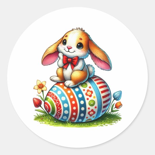Funny Easter Bunny Ronde Sticker (Voorkant)