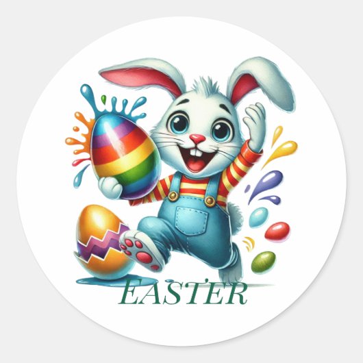 Funny Easter Bunny Ronde Sticker (Voorkant)