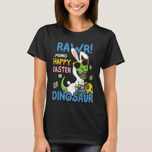 Funny Easter Bunny Saurus Rex Kids Dinosaur Easter T-shirt (Voorkant)