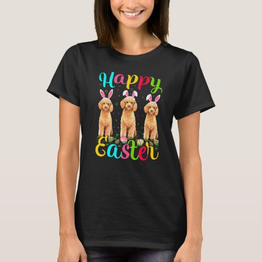 Funny Easter Bunny Speelgoed Poodle Dog Happy Pase T-shirt (Voorkant)