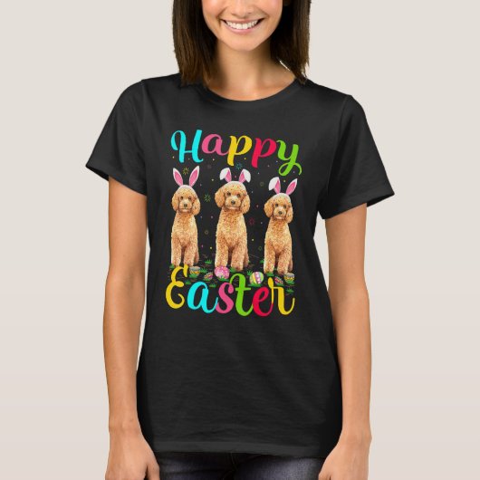 Funny Easter Bunny Speelgoed Poodle Dog Happy Pase T-shirt (Voorkant)