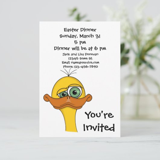 Funny Easter Cartoon Duck Kaart (Staand voorkant)